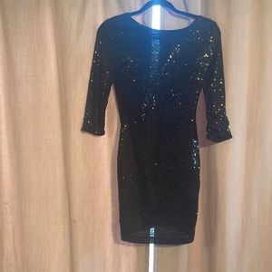 Sequin black mini dress